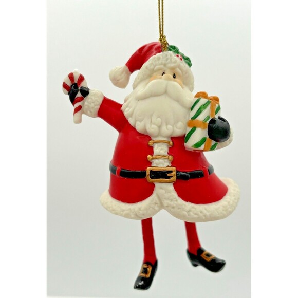 Home Interiors Santa Claus Bell Ornaments Ceramic Dangling Feet Original Box - Picture 12 of 16